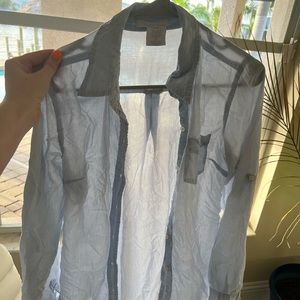 Women’s Light Blue Pinstripe Button Down Shirt from Charlotte Russe, size M